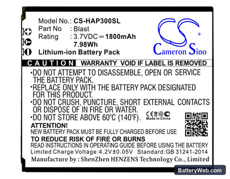 Highscreen Blast Replacement Battery, 3.7V, 1800mAh, Li-ion 1