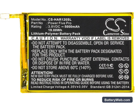 Highscreen Power Five Replacement Battery, 3.8V, 5000mAh, Li-Polymer 5
