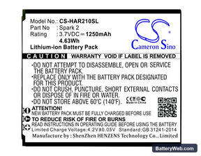 Highscreen Spark 2 Replacement Battery, 3.7V, 1250mAh, Li-ion 1