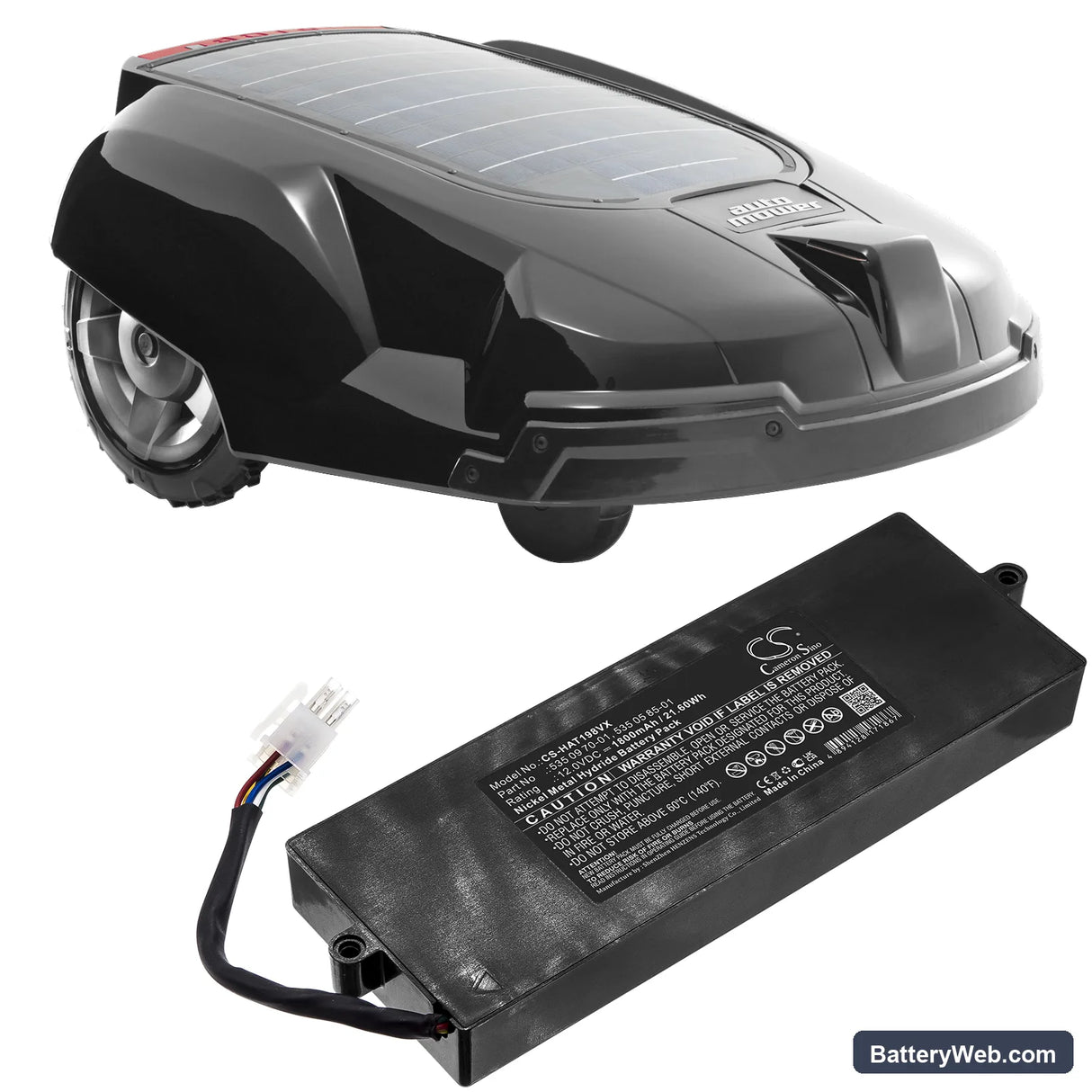 Husqvarna Solarmower 1998 Replacement Battery, 12V, 1800mAh, Ni-MH 6