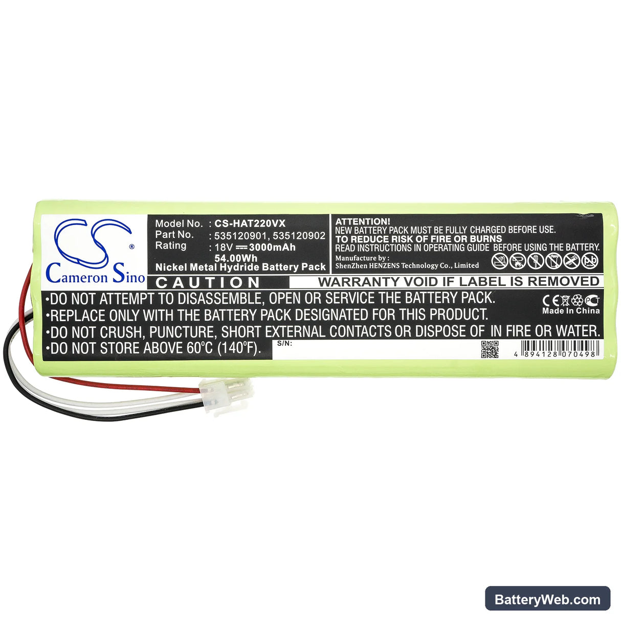 Husqvarna Automover 260ACX Replacement Battery, 18V, 3000mAh, Ni-MH 3