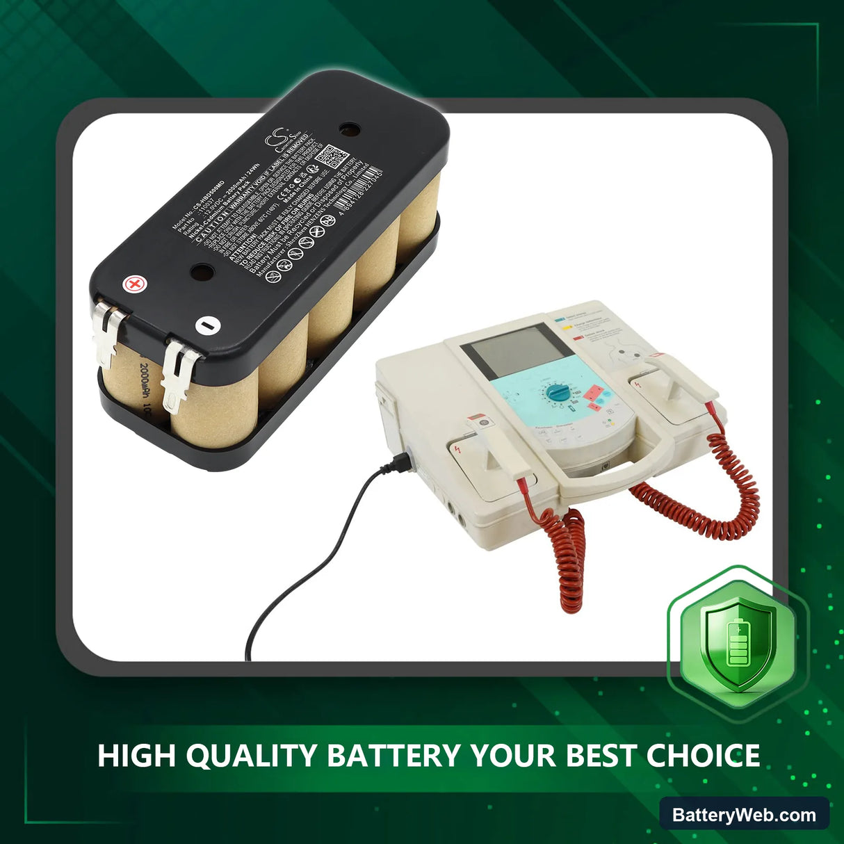 Hellige defibrillator Defiport NB Replacement Battery, 12.0V, 2000mAh, Ni-CD 6