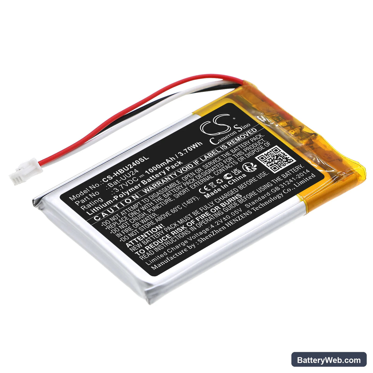 GoodBaby UU24 Replacement Battery, 3.7V, 1000mAh, Li-Polymer 1