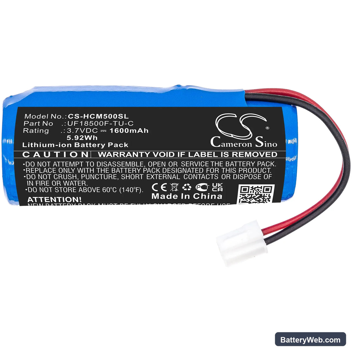 Hitachi Hada Crie Replacement Battery, 3.7V, 1600mAh, Li-ion 3