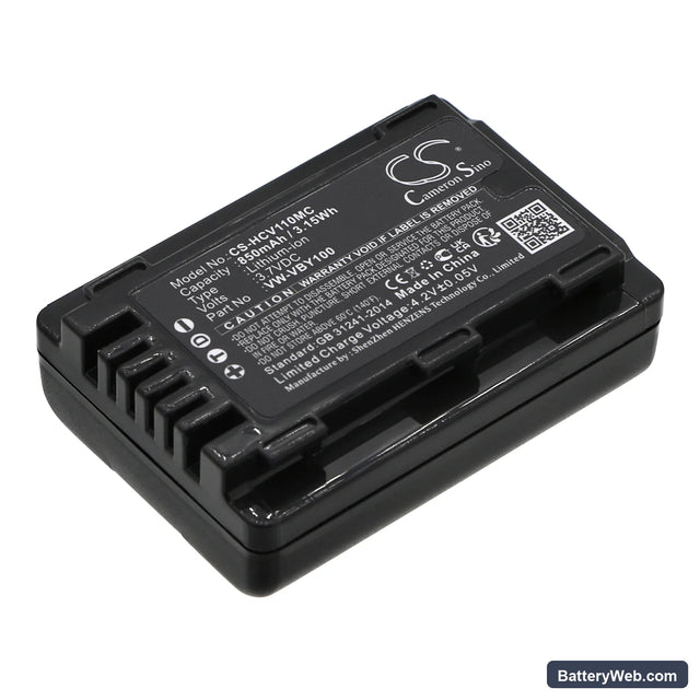 Panasonic HC-V110 Replacement Battery, 3.7V, 850mAh, Li-ion 1