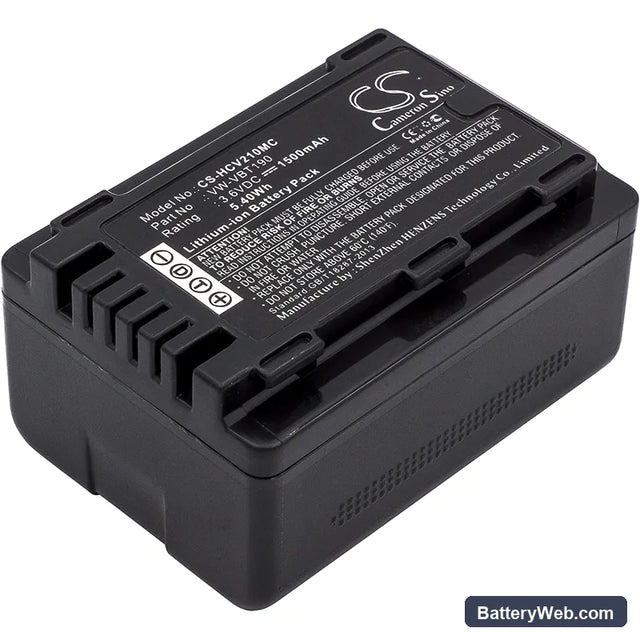 Panasonic HC-V520M Replacement Battery, 3.6V, 1500mAh, Li-ion 1