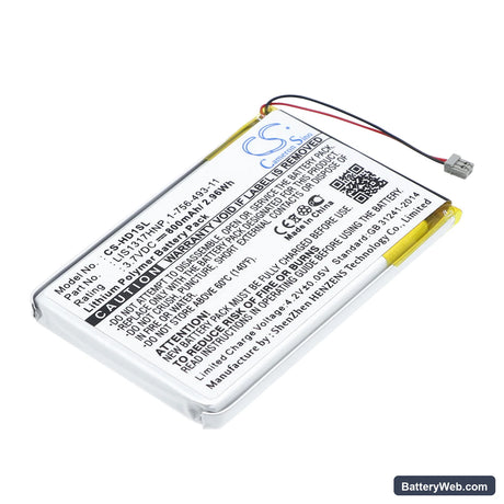 Sony NW-HD1 MP3 Player Replacement Battery, 3.7V, 800mAh, Li-Polymer 1