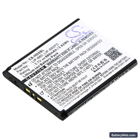 Sony NW-HD5 Silver Replacement Battery, 3.7V, 980mAh, Li-ion 1