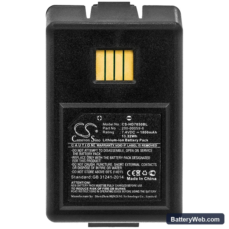 Dolphin 7850 Replacement Battery, 7.4V, 1800mAh, Li-ion 3