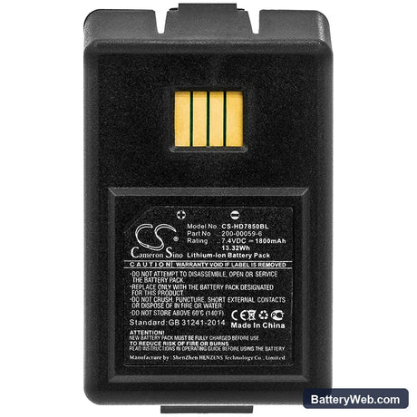 Dolphin 7850 Replacement Battery, 7.4V, 1800mAh, Li-ion 3