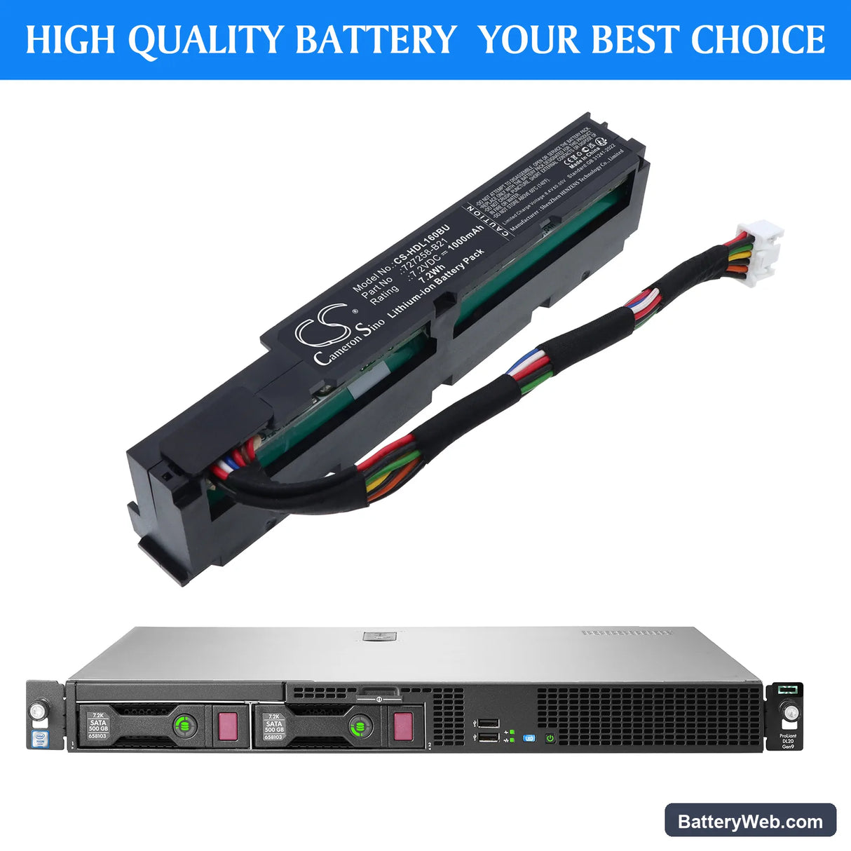 HP 96W Smart Storage Megacel Replacement Battery, 7.2V, 1000mAh, Li-ion 6