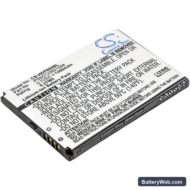 HandHeld Dolphin 6000 Replacement Battery, 3.7V, 1450mAh, Li-ion 1