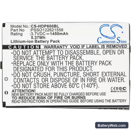 HandHeld Dolphin 6000 Replacement Battery, 3.7V, 1450mAh, Li-ion 3