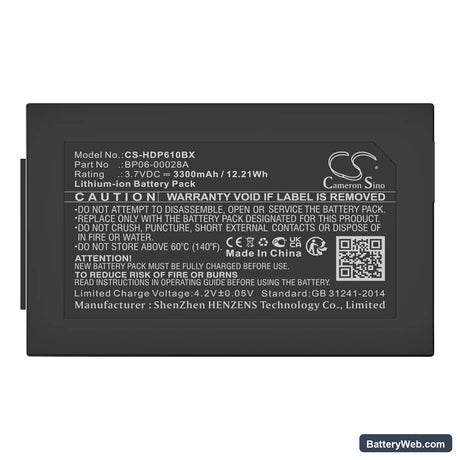 Honeywell ScanPal 5100 Replacement Battery, 3.7V, 3300mAh, Li-ion 5