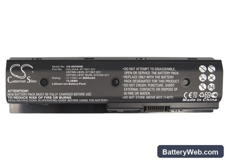 HP Pavilion m6-1000 Replacement Battery, 11.1V, 6600mAh, Li-ion 5