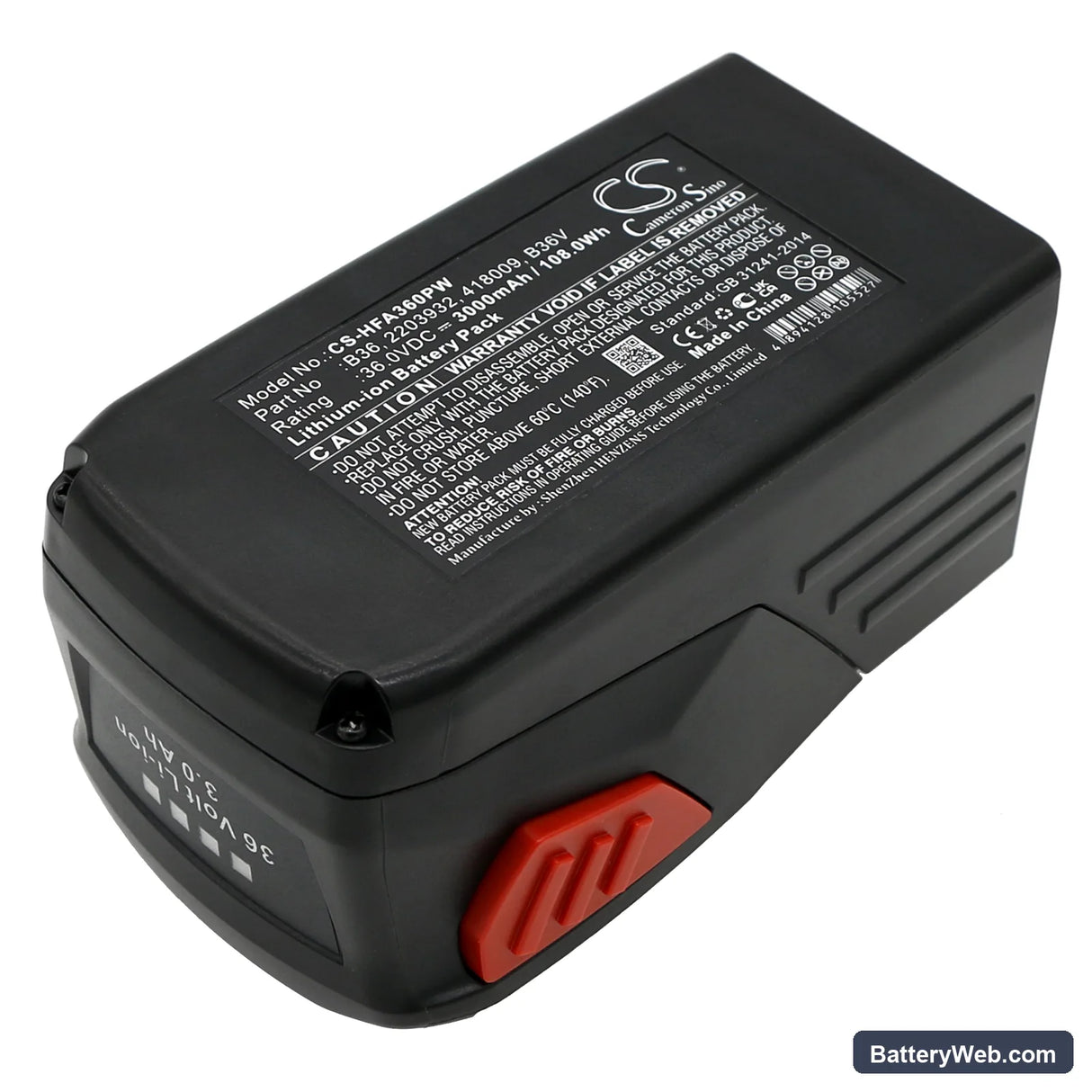 HILTI TE6-A36 Replacement Battery, 36V, 3000mAh, Li-ion 3