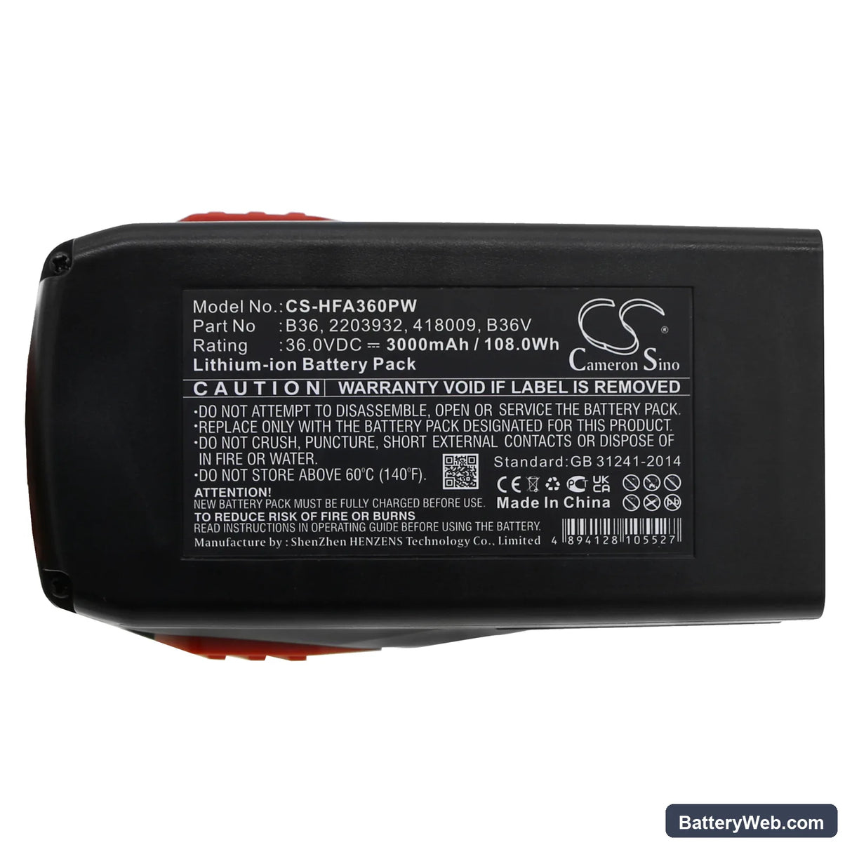 HILTI TE6-A36 Replacement Battery, 36V, 3000mAh, Li-ion 5