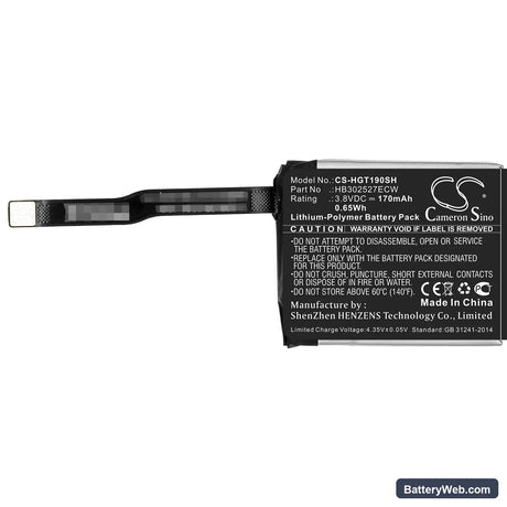 Huawei Magic GT Replacement Battery, 3.8V, 170mAh, Li-Polymer 3