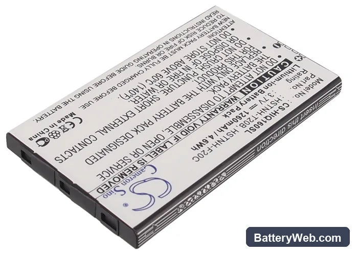 HP iPAQ Voice Messenger Replacement Battery, 3.7V, 1260mAh, Li-ion 2