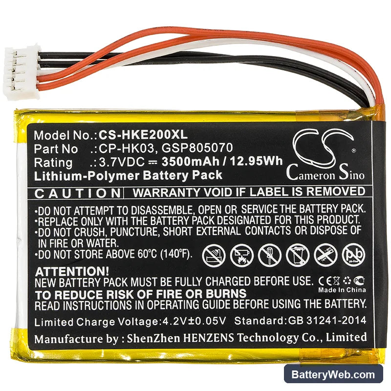 Harman/Kardon Esquire 2 Replacement Battery, 3.7V, 3500mAh, Li-Polymer 3