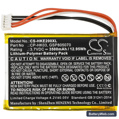 Harman/Kardon Esquire 2 Replacement Battery, 3.7V, 3500mAh, Li-Polymer 3