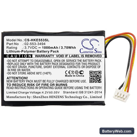 Harman/Kardon Neo Replacement Battery, 3.7V, 1000mAh, Li-Polymer 3
