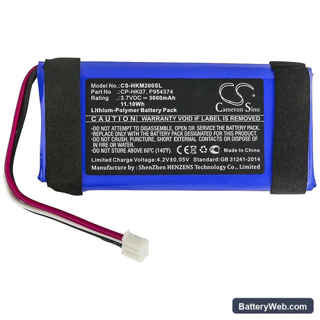 Harman/Kardon Onyx Mini Replacement Battery, 3.7V, 3000mAh, Li-Polymer 3