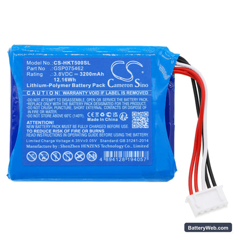 Harman/Kardon Traveler Replacement Battery, 3.8V, 3200mAh, Li-Polymer 3
