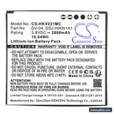 Hikvision DS-MH2311 Replacement Battery, 3.8V, 2800mAh, Li-ion 3