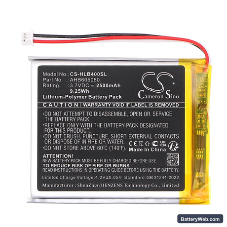 HelloBaby HB40 Monitor Replacement Battery, 3.7V, 2500mAh, Li-Polymer 3