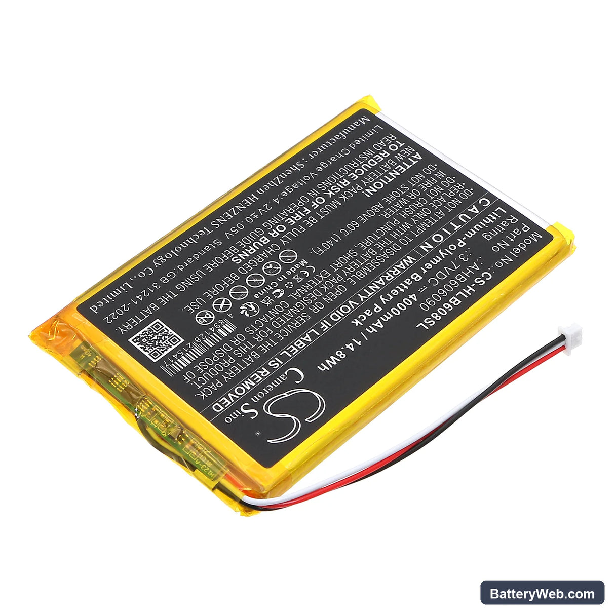 HelloBaby HB6081 Video Baby Monitor Replacement Battery, 3.7V, 4000mAh, Li-Polymer 2