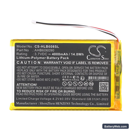 HelloBaby HB6081 Video Baby Monitor Replacement Battery, 3.7V, 4000mAh, Li-Polymer 3