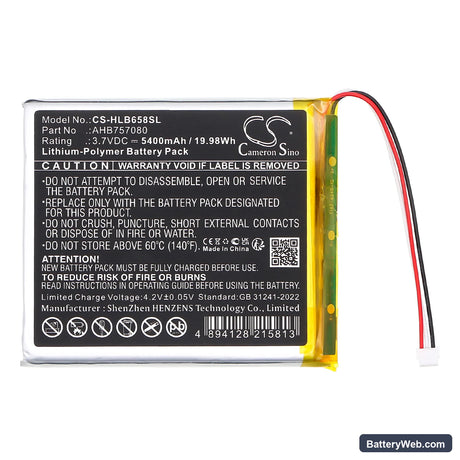 HelloBaby HB6588 Video Baby Monitor Replacement Battery, 3.7V, 5400mAh, Li-Polymer 3