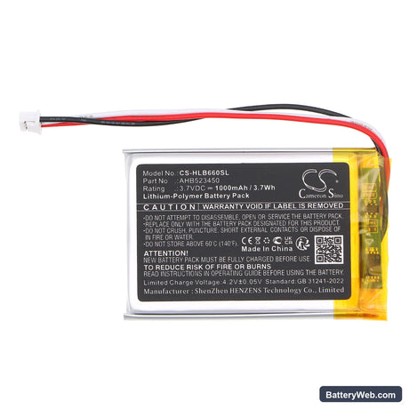 HelloBaby HB31 Monitor Replacement Battery, 3.7V, 1000mAh, Li-Polymer 3