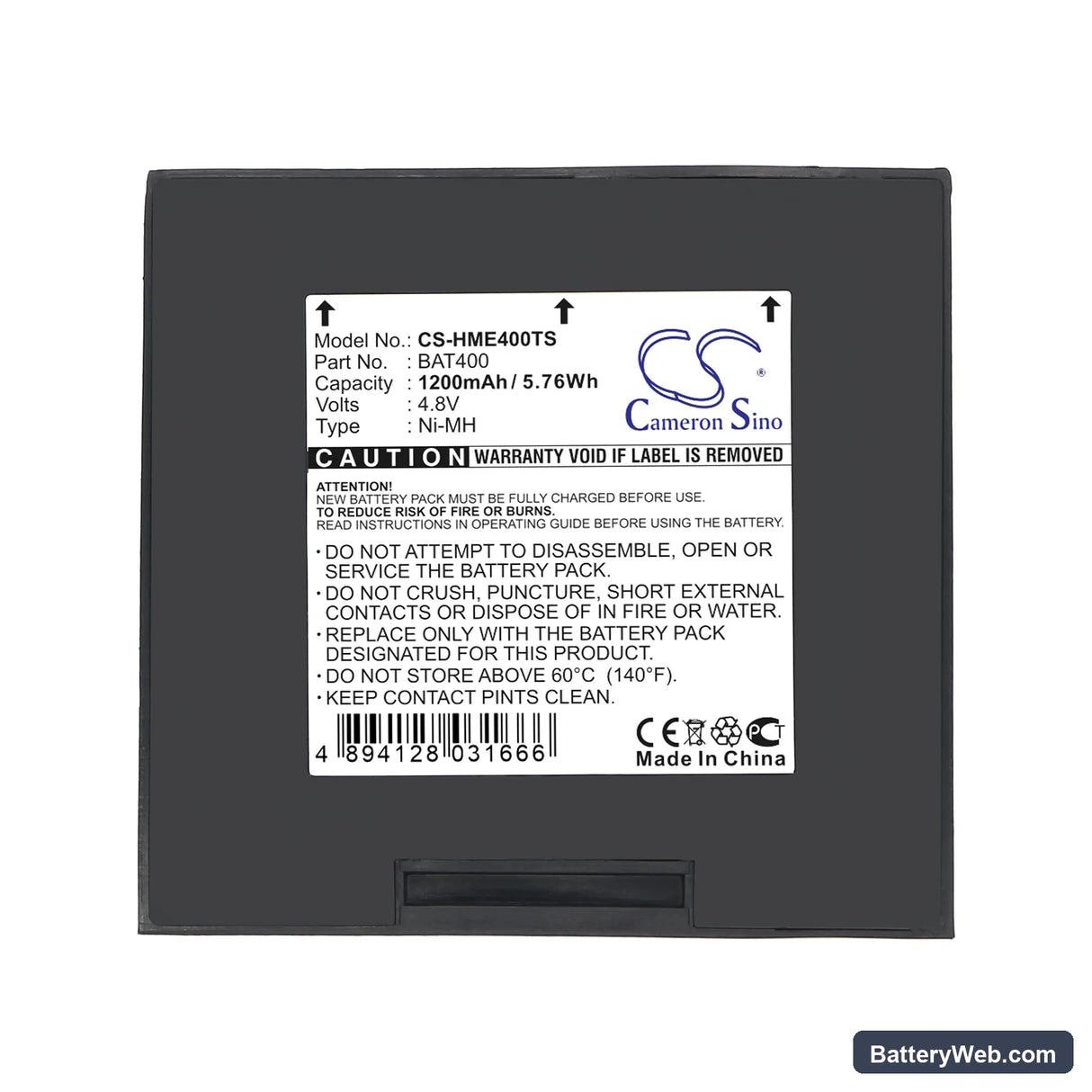 HME 400 Replacement Battery, 4.8V, 1200mAh, Ni-MH 5