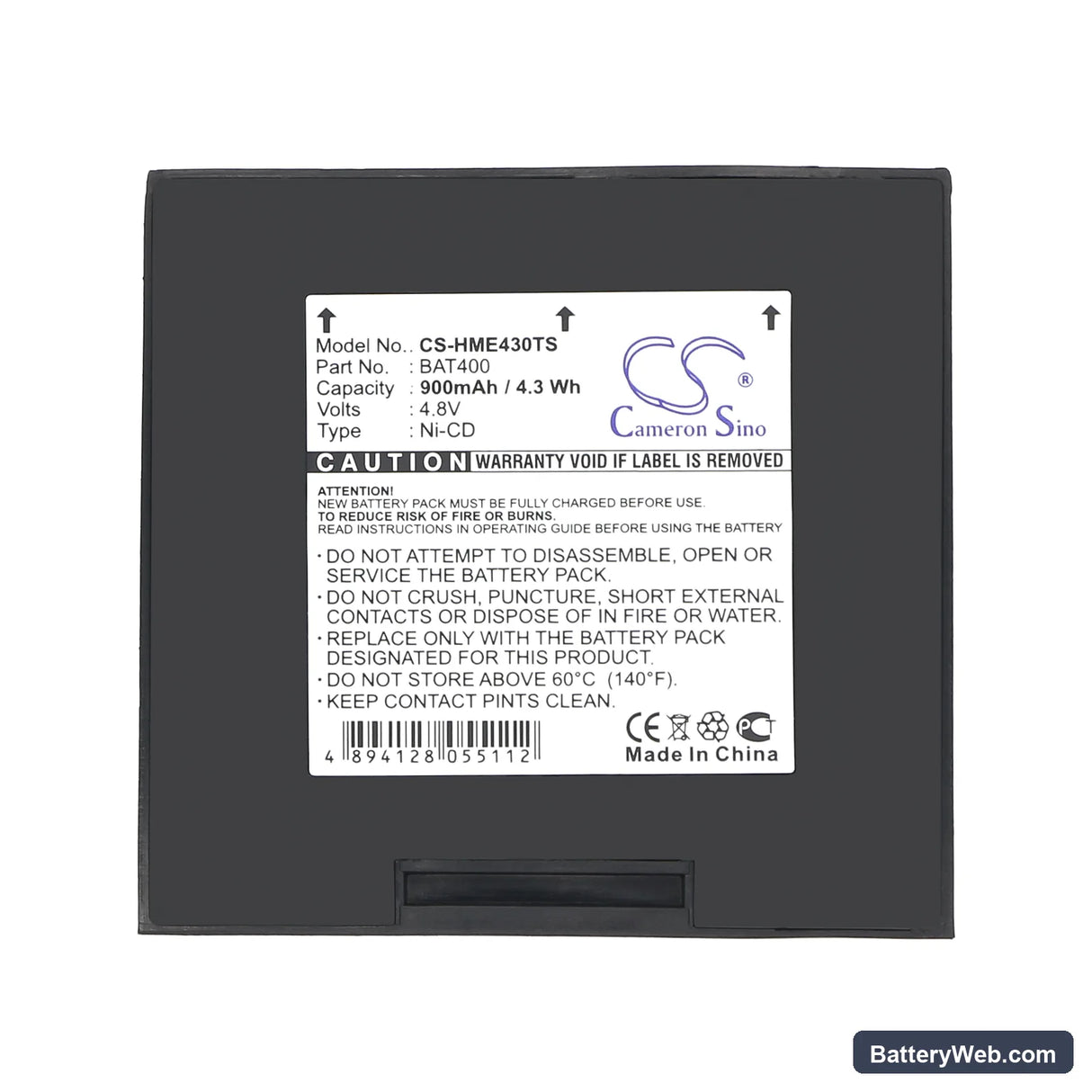 HME 400 Replacement Battery, 4.8V, 900mAh, Ni-CD 5