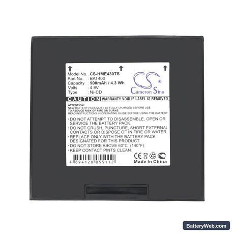 HME 400 Replacement Battery, 4.8V, 900mAh, Ni-CD 5
