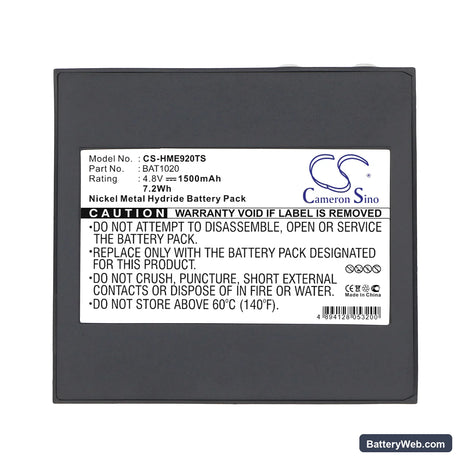 HME 920 Replacement Battery, 4.8V, 1500mAh, Ni-MH 5