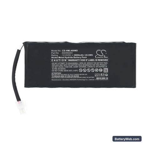 HME Lifepulse 400 Replacement Battery, 12V, 3800mAh, Ni-MH 3
