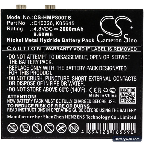 HME BP800 Beltpack Replacement Battery, 4.8V, 2000mAh, Ni-MH 3
