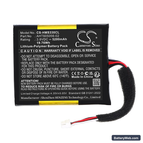 Hikvision MAS 3300 Replacement Battery, 3.8V, 5200mAh, Li-Polymer 4