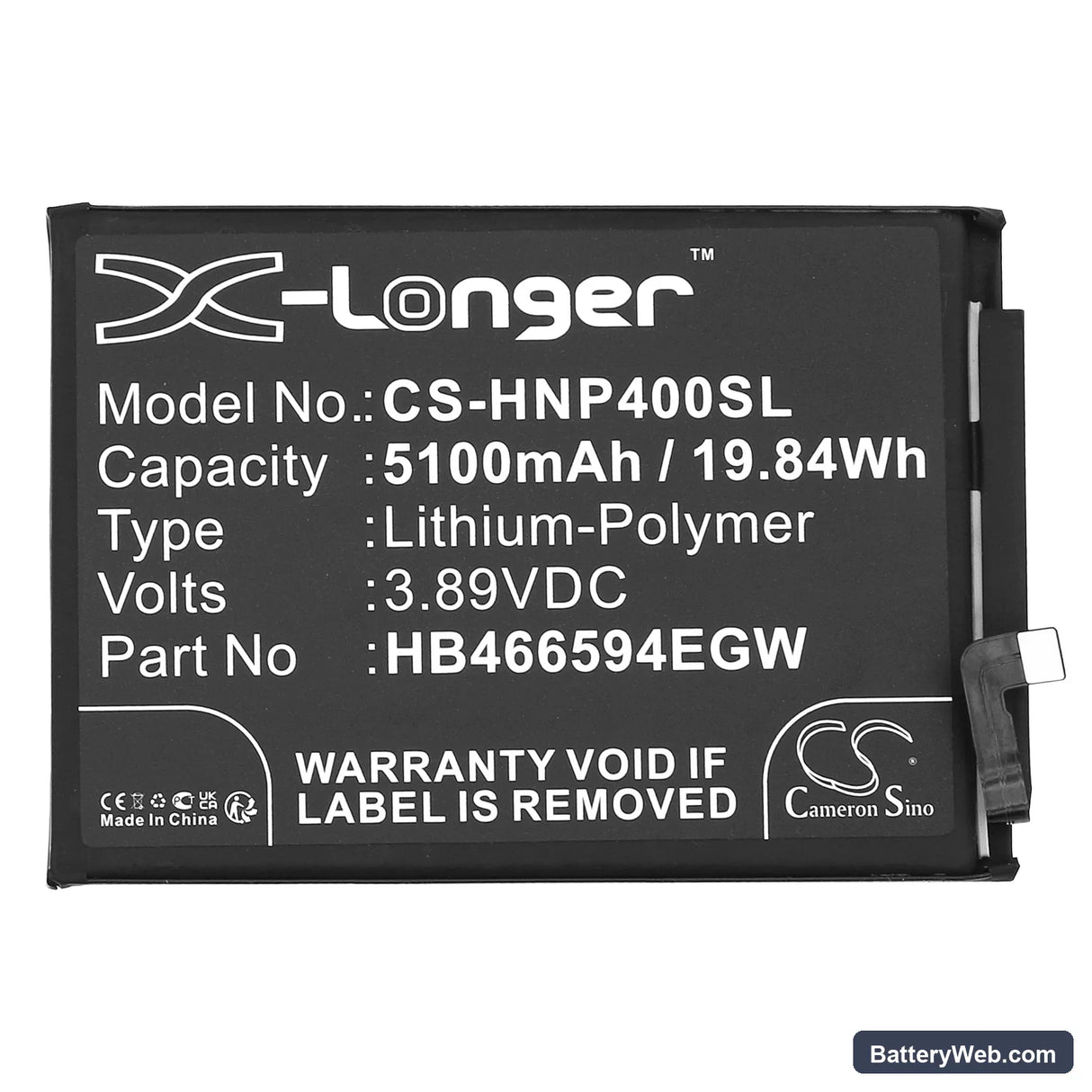 Honor Play 40 Replacement Battery, 3.89V, 5100mAh, Li-Polymer 3