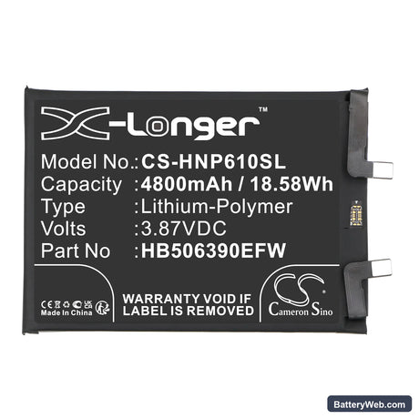 Honor 60 Pro 5G Replacement Battery, 3.87V, 4800mAh, Li-Polymer 3