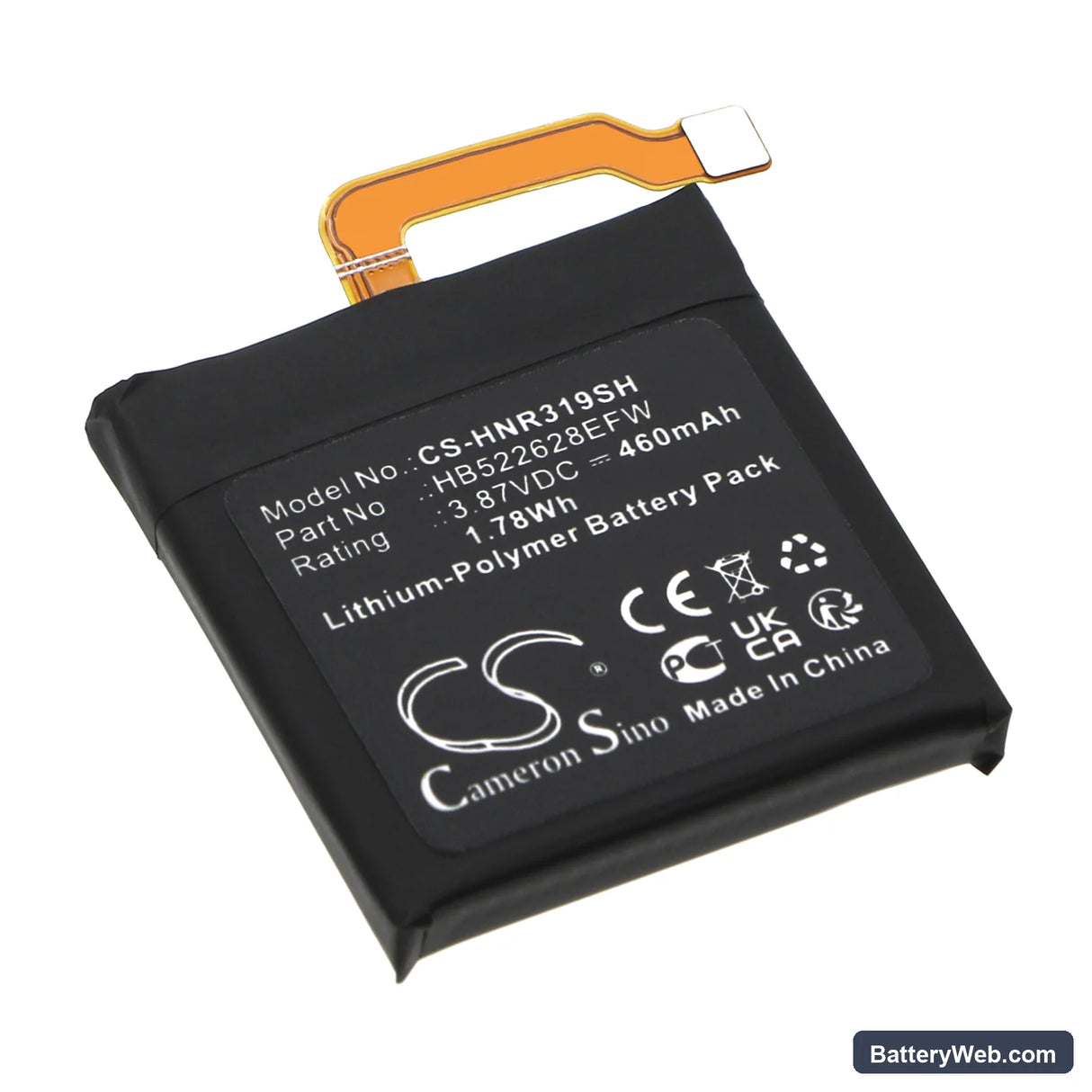 Honor MUS-B19 Replacement Battery, 3.87V, 460mAh, Li-Polymer 1