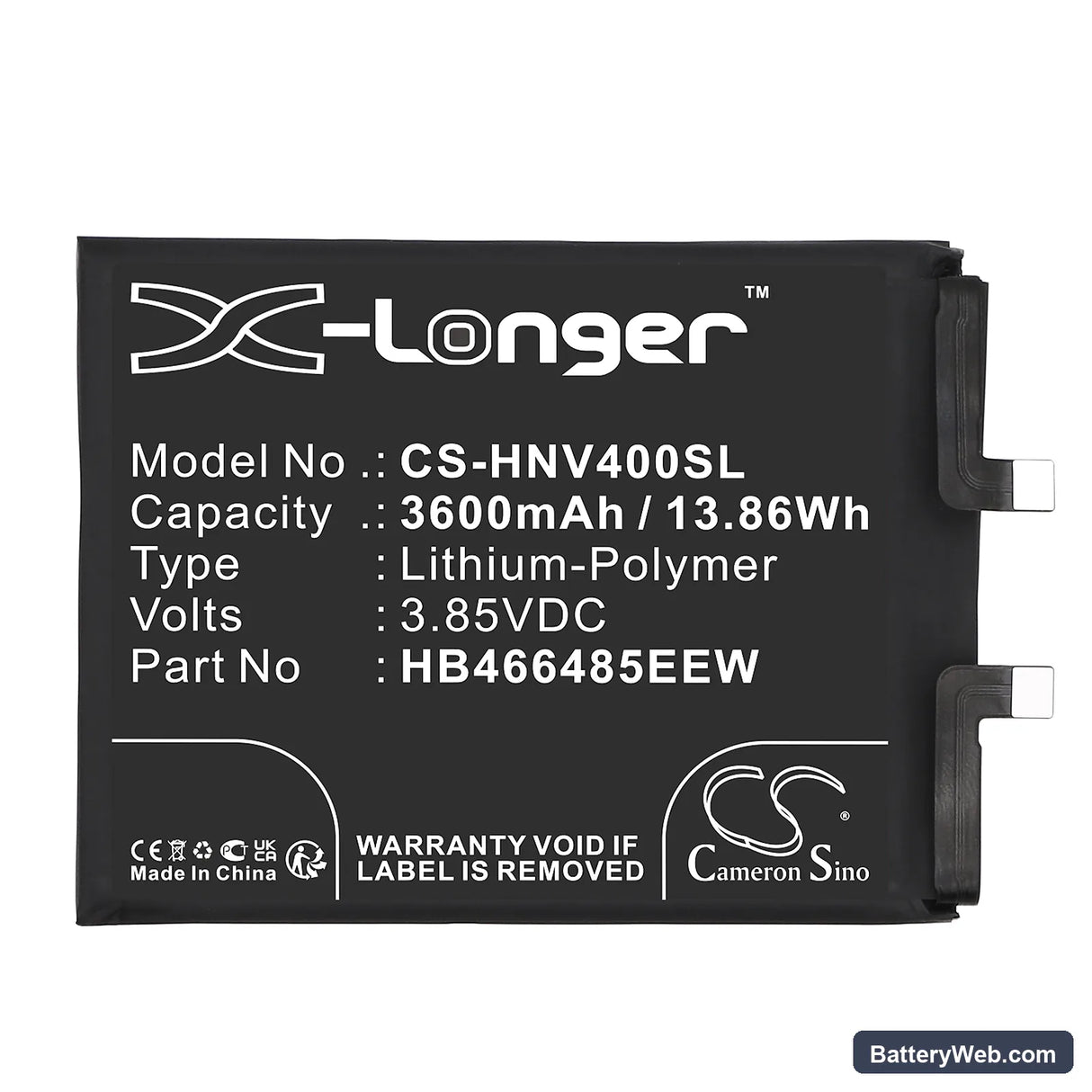 Huawei Nova 8 Pro Replacement Battery, 3.85V, 3600mAh, Li-Polymer 3
