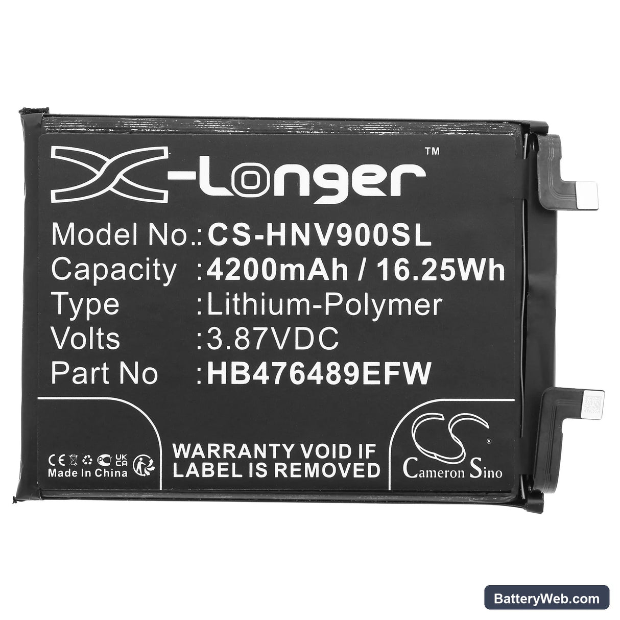 Honor Nova 9 Replacement Battery, 3.87V, 4200mAh, Li-Polymer 3