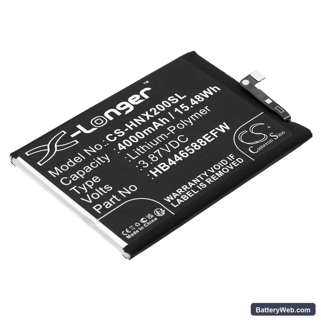 Honor X20 SE 5G Replacement Battery, 3.87V, 4000mAh, Li-Polymer 1