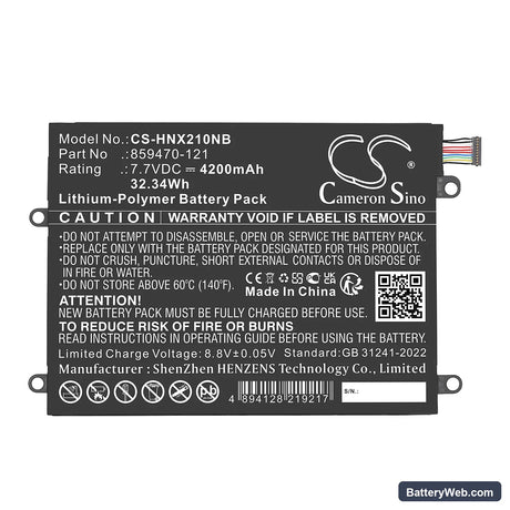 HP NNotebook X2 10-P043TU Replacement Battery, 7.7V, 4200mAh, Li-Polymer 3