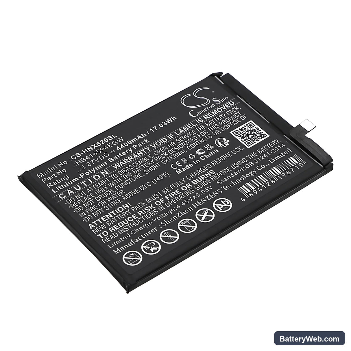 Honor X50i 5G Replacement Battery, 3.87V, 4400mAh, Li-Polymer 1