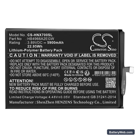 Honor X7B Replacement Battery, 3.89V, 5900mAh, Li-Polymer 1